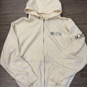 Nautica Men's Cream and White Hoodie